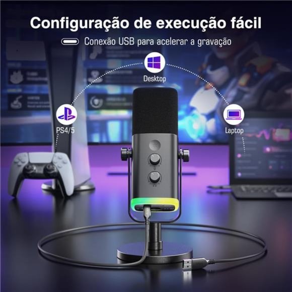 XLR/USB Dynamic Microphone for Podcast Recording,PC Computer Gaming StreamingMic - Picture 4 of 6